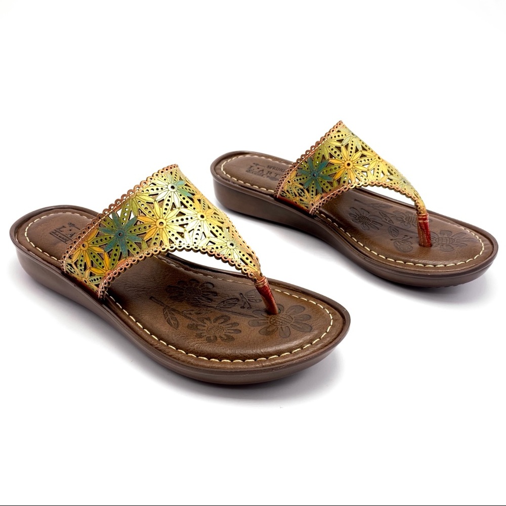 Spring Step L’Artiste Jobe size 37 Green Thong Sandals - Picture 5 of 11
